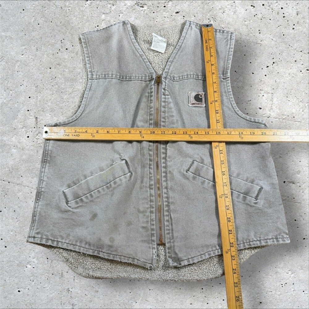 Vintage Carhartt V13 DES Sherpa Lined Canvas Vest Mens Medium Distressed Faded - Picture 10 of 10